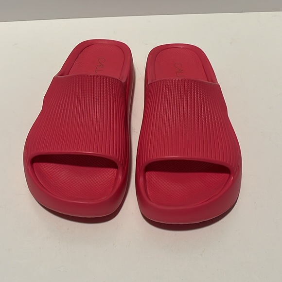 CALIA Molded Rubber Platform Sandals Women’s Size 8 Pink Comfort Slip On Slides - Picture 3 of 8